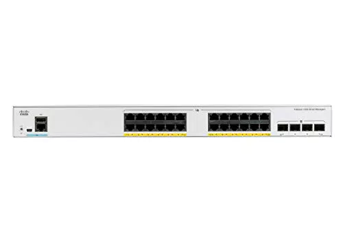 Cisco Systems Catalyst 1000-24T-4G-L Netzwerk-Switch, 24 Gigabit Ethernet-Ports, 4 1G-SFP-Uplink-Ports, lüfterloser Betrieb
