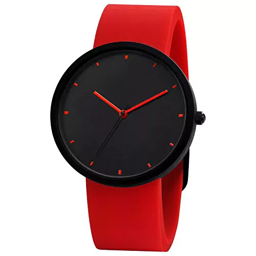 Armbanduhr Damen Schwarz Analog Quarz mit Silikon Armband - Comtex SYM170088
