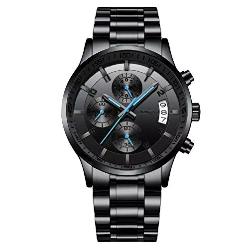 CRRJU Herren Uhr wasserdichte Chronographen Armbanduhr Männer Edelstahlarmband Business Analog Quarzuhr mit Kalender