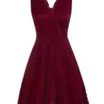 Elegantes Damen A-Linie Partykleid mit V-Ausschnitt und Spitze - Ideal für Weihnachten und Hochzeiten
