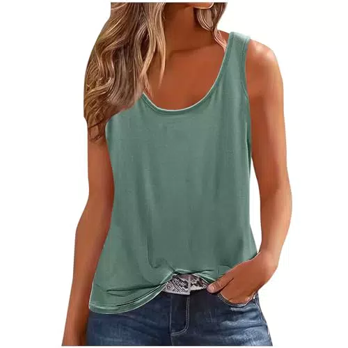 Damen Tank Top Sommermode Rundhals Cami - Lockeres Ärmelloses Shirt aus Baumwolle