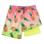 Dancinova Kinder Badeshorts mit Kompressionsliner - Ananas Muster