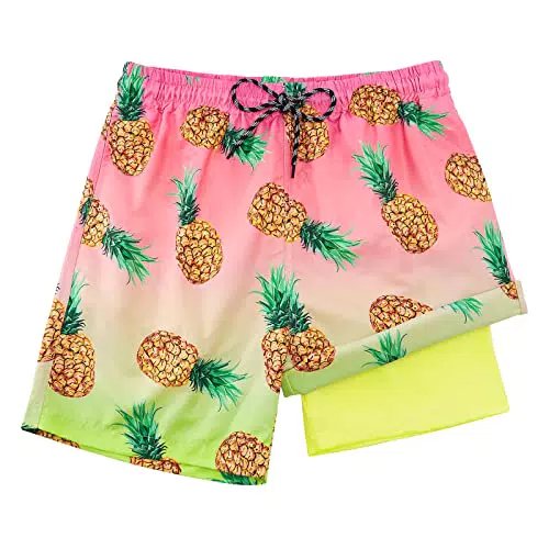 Dancinova Kinder Badeshorts mit Kompressionsliner - Ananas Muster