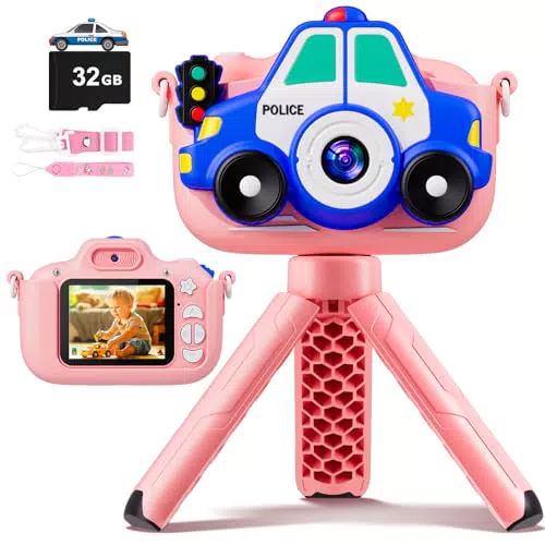 Kinderkamera DIAMOOKY 1080P Digitalkamera mit 2,0-Zoll-Bildschirm und 32GB Karte - Ideales Geschenk für Kinder ab 3 Jahren