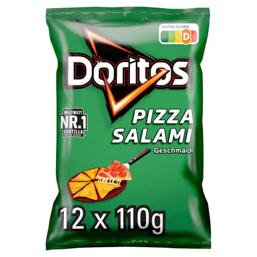 Doritos Pizza Salami - Tortilla Nachos mit Pizza Salami Geschmack - Herzhafter Snack zum Knabbern aus Mais