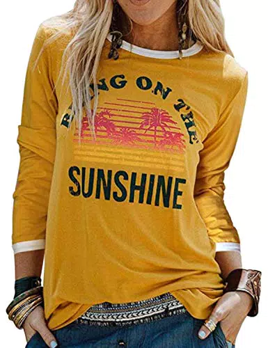 Dresswel Damen T-Shirt Bring On The Sunshine - Regenbogen Top für den Sommer