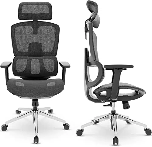 Ergonomischer Bürostuhl mit verstellbarer Kopfstütze und 3D Armlehne