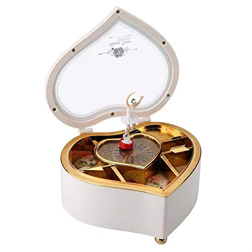 Musikschmuckdose Herzförmige Ballerina Spieluhr für Mädchen - Geschenk zu Geburtstag, Weihnachten, Valentinstag