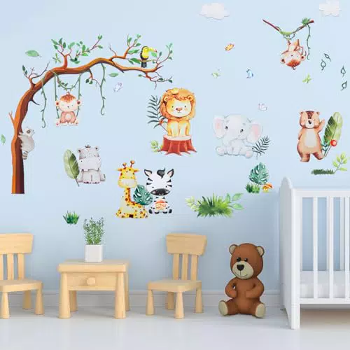 Wandtattoo Safari Tiere Set - Dschungel Party Wandaufkleber für Kinderzimmer
