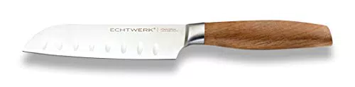 ECHTWERK Santokumesser aus hochwertigem Stahl mit Akazienholzgriff, Klingenlänge 15 cm