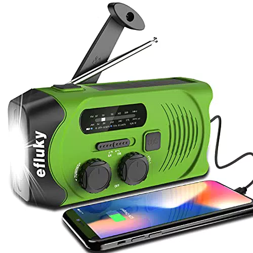 Efluky Solar Radio AM/FM Kurbelradio Tragbar mit USB Wiederaufladbar und Notfallfunktionen