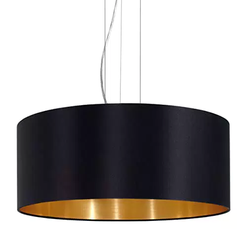 EGLO Pendellampe Maserlo, 3 flammige Textil Pendelleuchte
