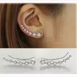 Bling Ohrklemmen mit 7 Kristallen aus 925er Sterling Silber - Hypoallergen
