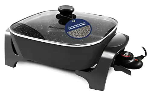 Elektropfanne Elite Gourmet EG6201 mit Glasdeckel - Antihaftbeschichtet & Einstellbare Temperatur