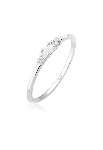 Ring Damen Vintage mit Zirkonia Kristallen und Opal in 925 Sterling Silber Vergoldet