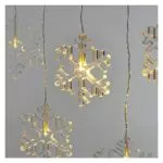EMOS Mini Lichtervorhang mit 8 Schneeflocken - LED Lichterkette Wintermotiv Warmweiß - Lichtergirlande 84cm IP44 Innen Außen - Party Weihnachten