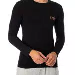 Armani Herren T-shirt mit auffälligem Monogramm-Muster - Schwarz