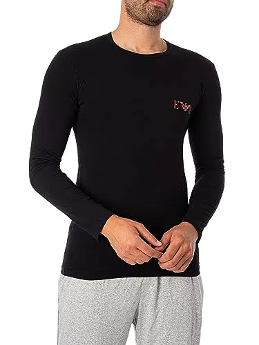 Armani Herren T-shirt mit auffälligem Monogramm-Muster - Schwarz