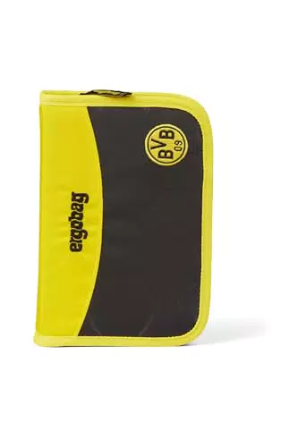 Ergobag Federmäppchen Set mit Stundenplan-Fach und Lineal - Borussia Dortmund Schwarz.