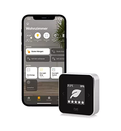 Eve Room Luftqualitäts-Monitor für gesunde Raumluft - Schadstoffe, Temperatur, Luftfeuchtigkeit - Apple Home.