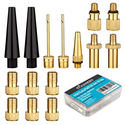 CYCLEHERO Fahrradventil Adapter Set - Ventiladapter für Französisches, Autoventil und Dunlop Ventil - Inkl. Ballpumpe Nadeln