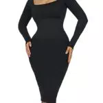 FeelinGirl Damen Bodycon Kleid Shapewear mit Abnehmbarem BH-Pad - Schwarz