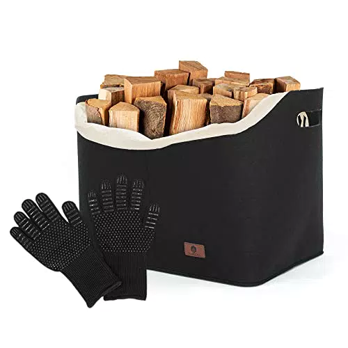 Kaminholztasche aus Filz mit herausnehmbarer Innentasche - Robuste & faltbare Aufbewahrung für Kaminholz