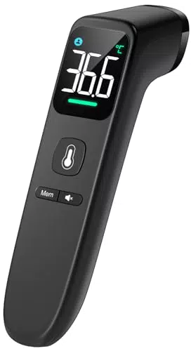 Kontaktloses Fieberthermometer für Babys, Kinder und Erwachsene - Infrarot-Stirnthermometer mit LED-Display und Fieberalarm