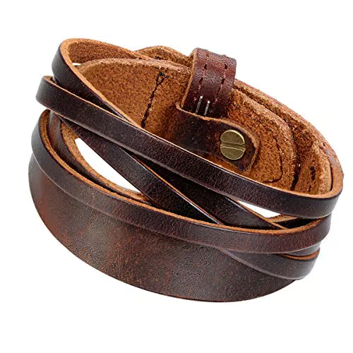 Armband Herren aus Leder für Motorradfahrer - Braun - Verstellbar