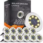 Solar Bodenleuchte FLOWood für Garten - 8 LEDS, Wasserdicht, Edelstahl & Kunststoff - Warmweiß - Solarlampe für außen