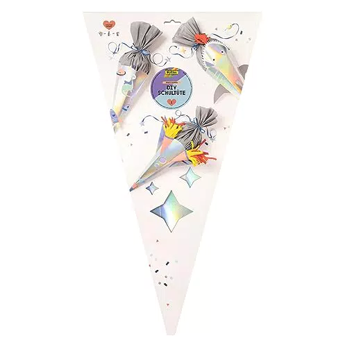 folia 92701 - Schultüte Bastelset SPACE SCHOOL, Bastelmaterial für eine Zuckertüte