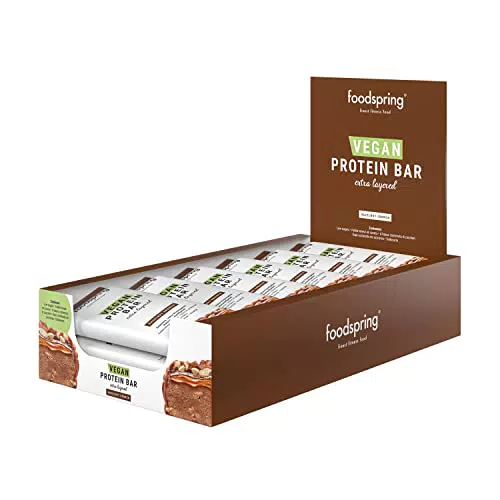 Foodspring Vegan Protein Bar - Hazelnut Crunch - Pflanzliches Protein - Zuckerarm - Ideal für Sport und Unterwegs