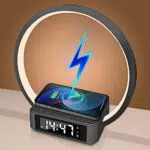 LED Nachttischlampe Wecker mit Touch Control Dimmbar und Wireless Charger