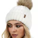 FURTALK Wintermütze warme Strickmütze Damen Mütze mit Kunstpelz Bommel
