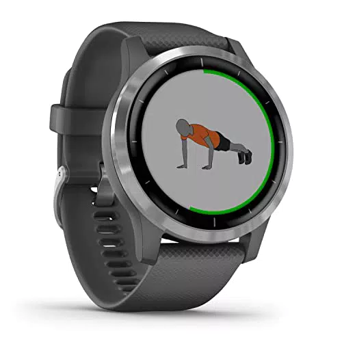 Garmin vívoactive 4 wasserdichte GPS-Fitness-Smartwatch mit Trainingsplänen & animierten Übungen. Herzfrequenzmessung