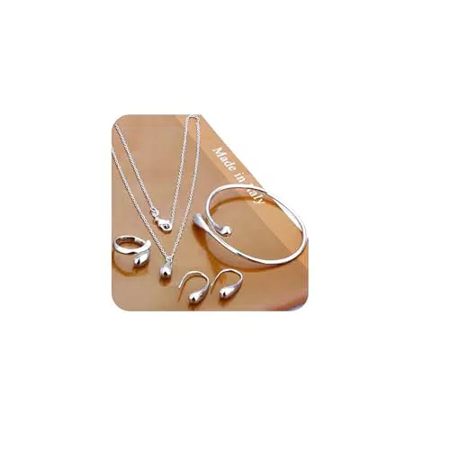 Firally Schmuck-Set für Frauen: Teardrop Anhänger Halskette Ohrring Armband Ring