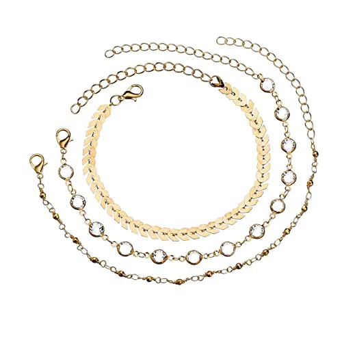 Fußkettchen für Damen - Vintage Mehrreihiges Fußschmuck für Frauen und Mädchen