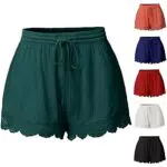 Sommer Damen Shorts - Bequeme High Waist Hose aus Baumwolle