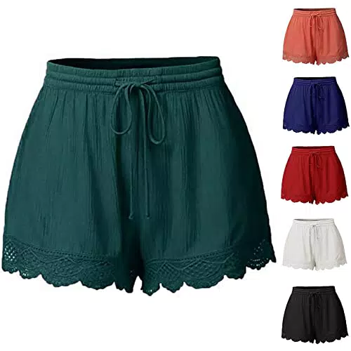 Sommer Damen Shorts - Bequeme High Waist Hose aus Baumwolle