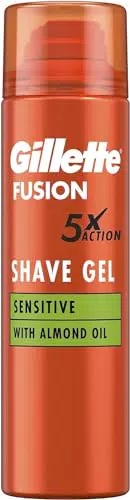 Gillette Fusion Bartpflege Rasiergel für Männer mit Mandelöl - 5-Fach-Wirkung