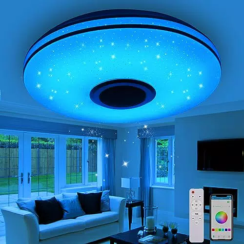 LED Deckenleuchte mit Bluetooth Lautsprecher und Fernbedienung - Gindoly