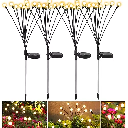 Glovios Firefly Solar Gartenlichter - LED Solarlampen für Außenbereich - Wasserdichte Solarleuchten für Gartenweg und Terrasse - Warm-Weiß