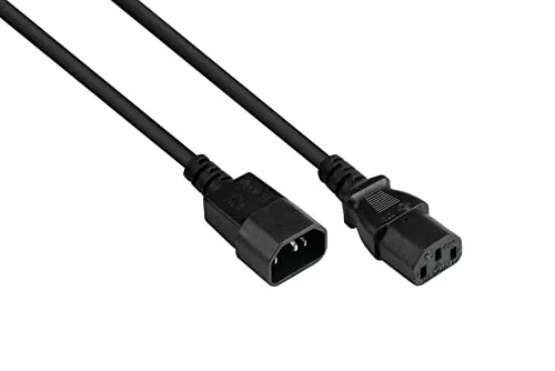 Netzkabel von Good Connections - 0,75 m - Schutzkontakt-Stecker Typ E+F an C13 Kaltgerätebuchse - KUPFERLEITER CU - 0,75 mm² - KALTGERÄTE-Kabel - WEISS