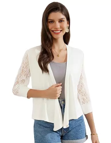 Eleganter Damen Bolero von Grace Karin mit Spitzenärmeln - Offener Cardigan.