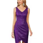 Grace Karin Damen Glitzer Vintage Bleistiftkleid V-Ausschnitt Cocktail Party Kleid
