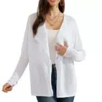Strickjacke Damen Sommer Leichte Langarm Weiß - Grace Karin