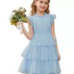 Kleid Prinzessin Mädchen Kommunionkleid Grace Karin Rundhals Flatterärmel.