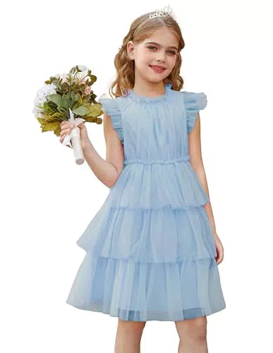 Kleid Prinzessin Mädchen Kommunionkleid Grace Karin Rundhals Flatterärmel.
