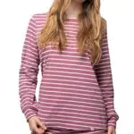 Greenjama Damen Langarm-Shirt Ringel - Nachhaltiges Pyjamaoberteil