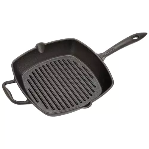Grillpfanne aus Gusseisen mit quadratischem Griff - 28 cm